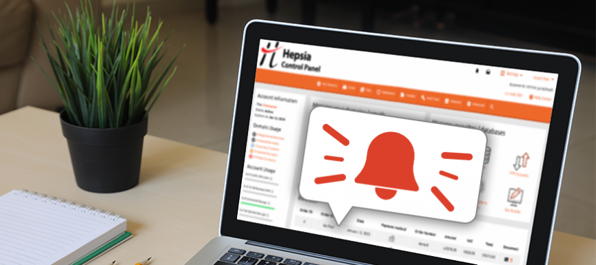 Hepsia Control Panel usage alerts